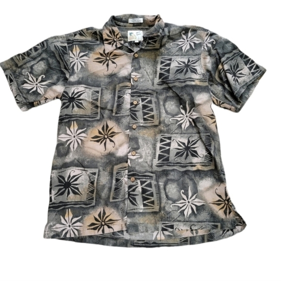 Vintage Hawaiian button up Short Sleeve shirt Mens Size Large brown - Picture 2 of 8